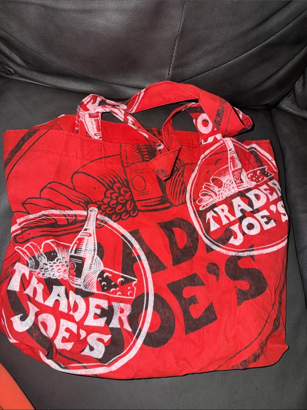 Trader Joe's Red Canvas Tote Bag